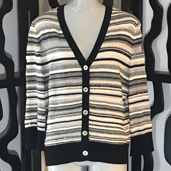 St.John Striped Button Cardigan - Picture 1 of 8